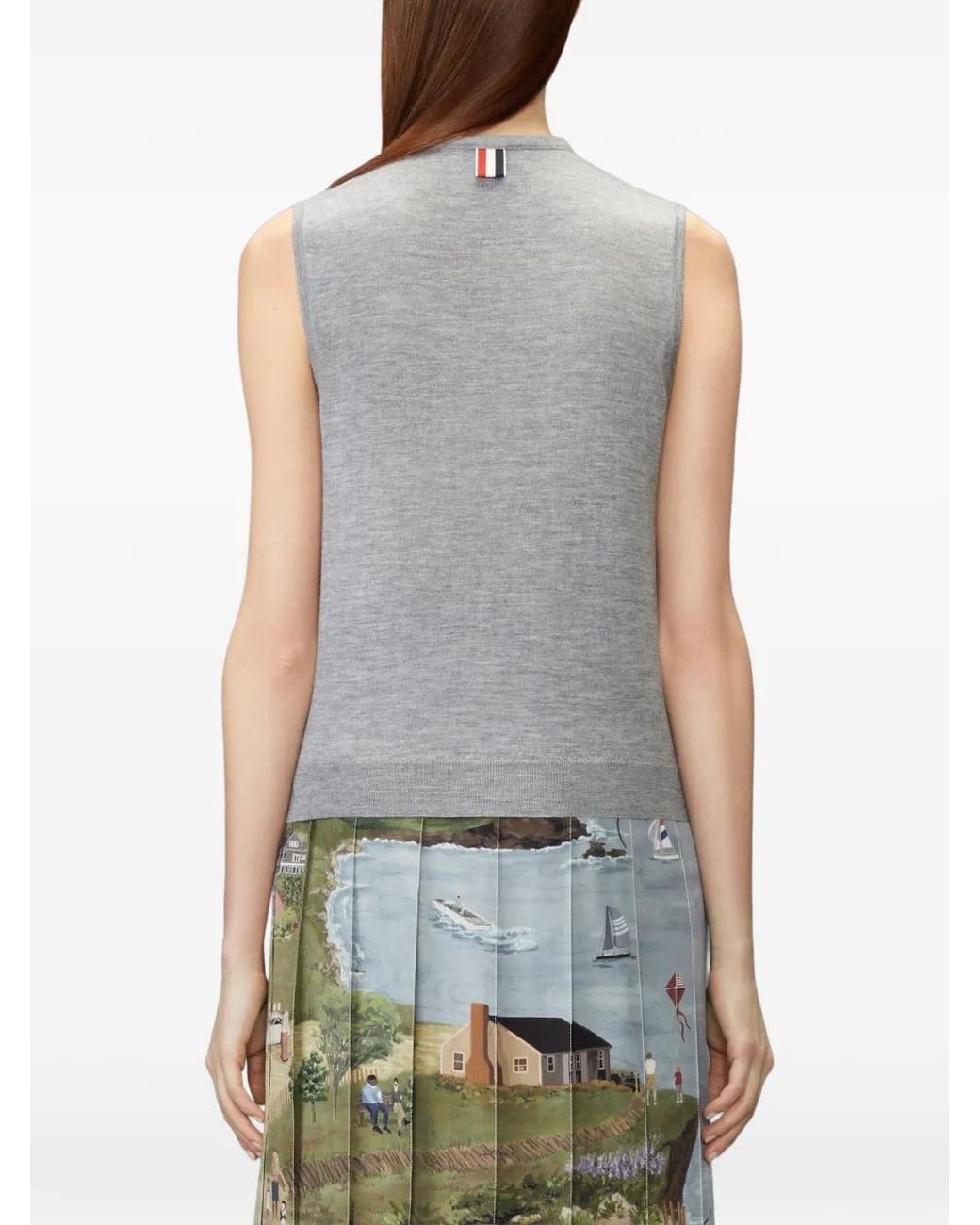 Thom Browne Gray Nantucket Scenic Cashmere Silk Shell Top