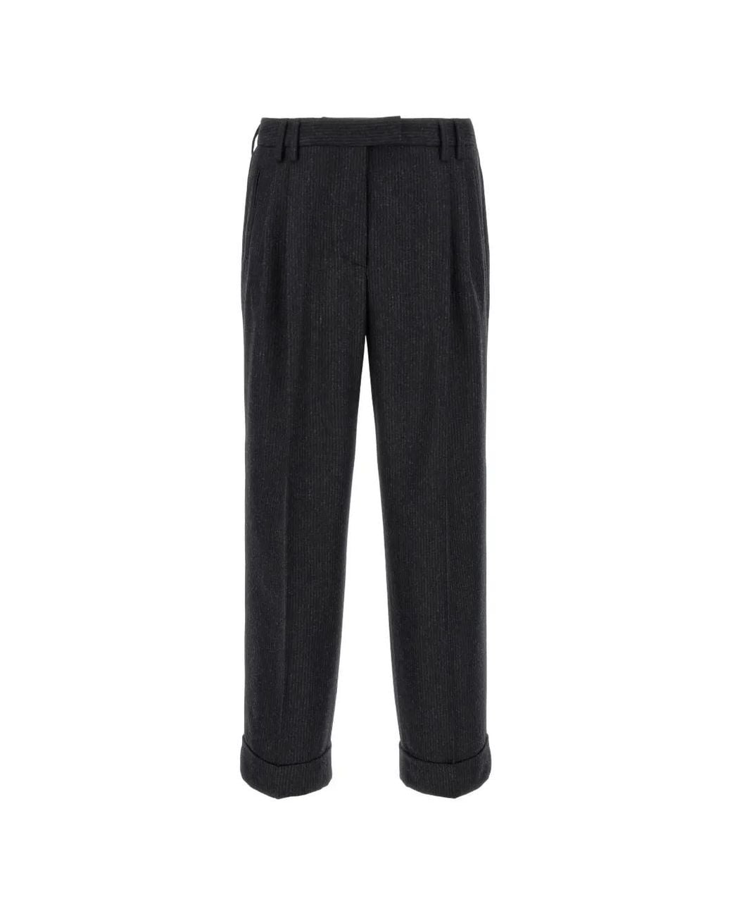 Alberto Biani Black Albertino Pinstriped Wool Trousers