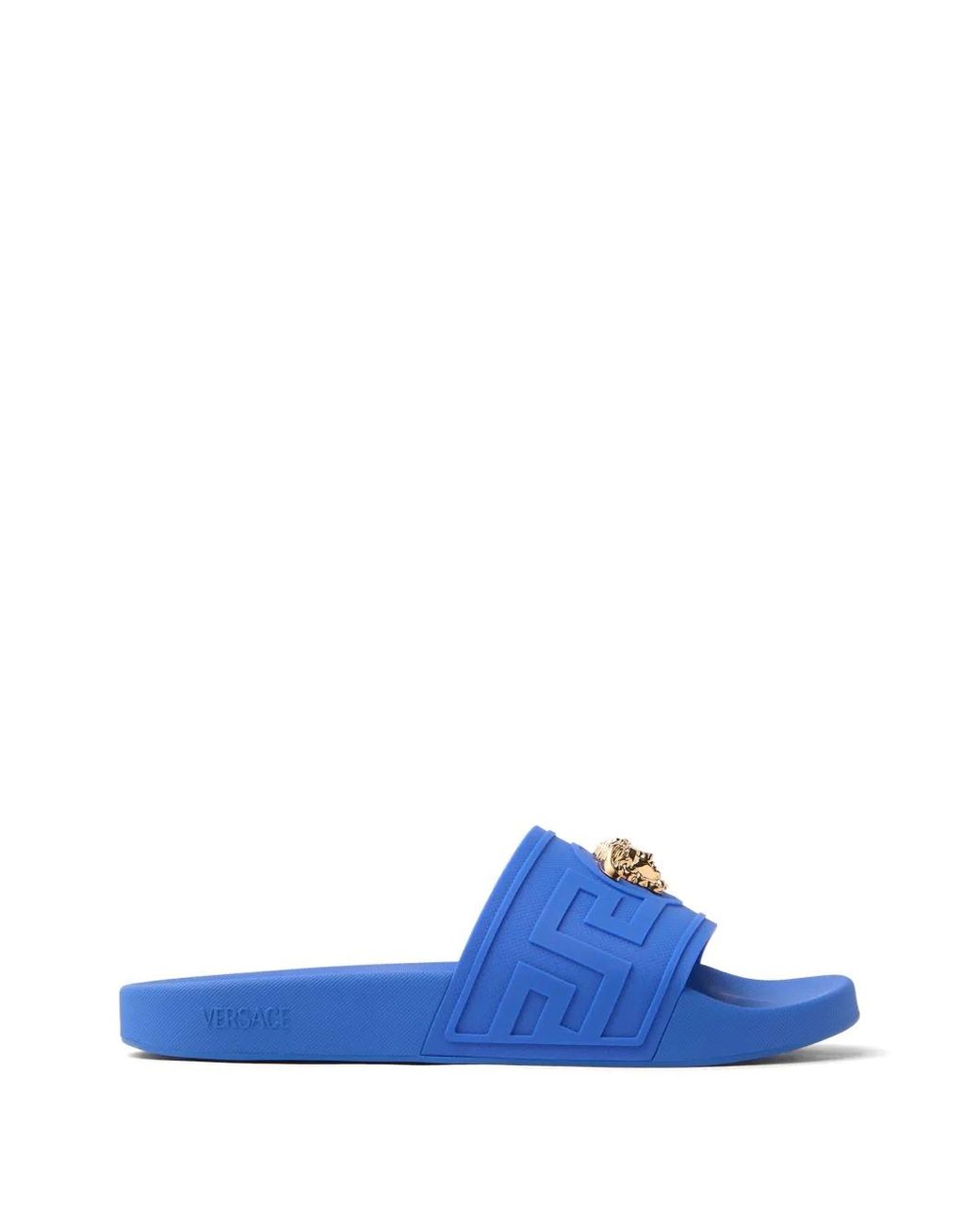 Versace Blue La Medusa Rubber Sliders for men