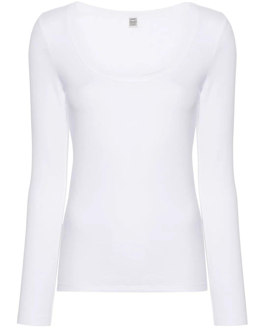 Totême White Scoop-Neck Fine-Ribbed T-Shirt