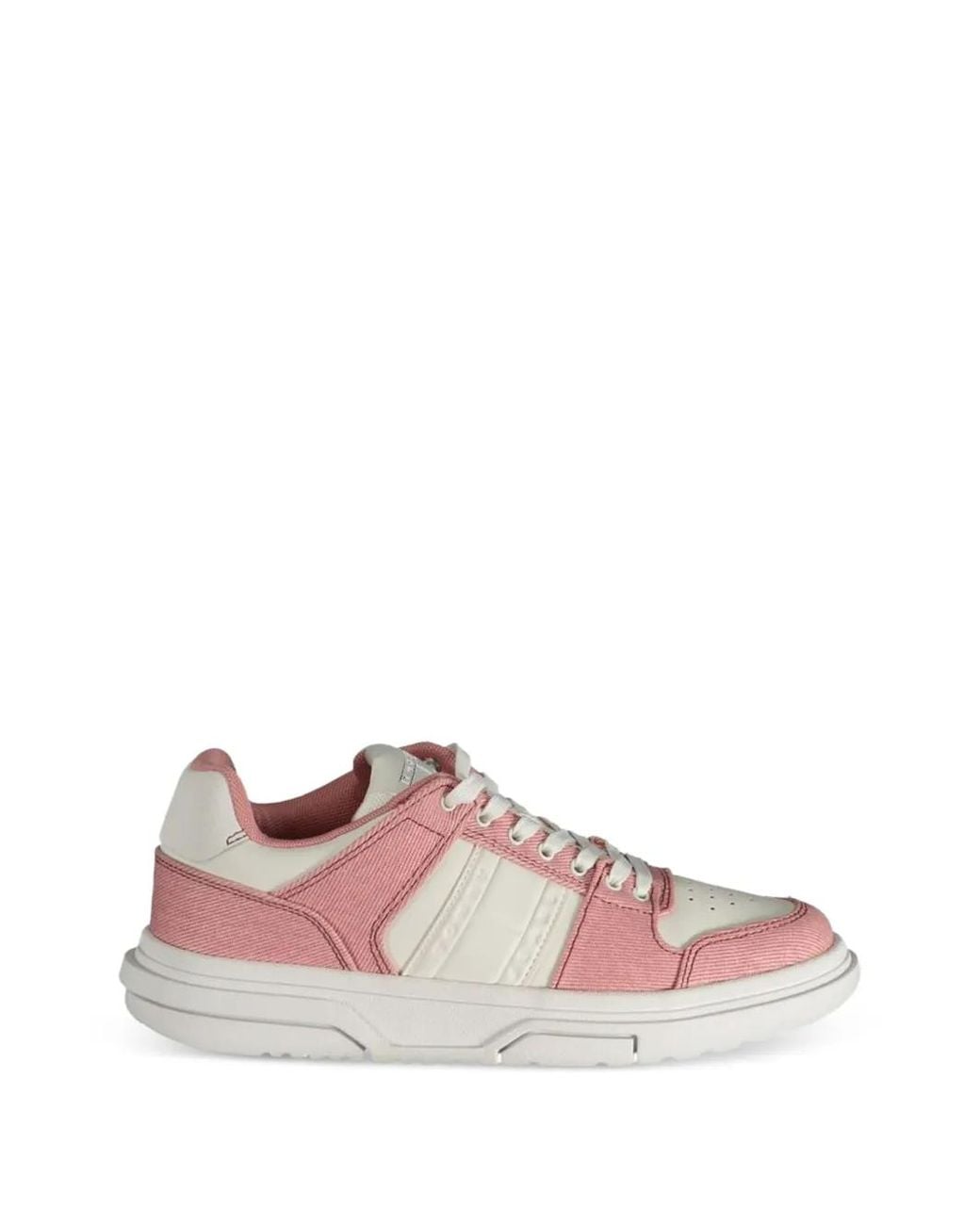 Tommy Hilfiger Pink Baskets Basses À Détails En Velours Côtelé