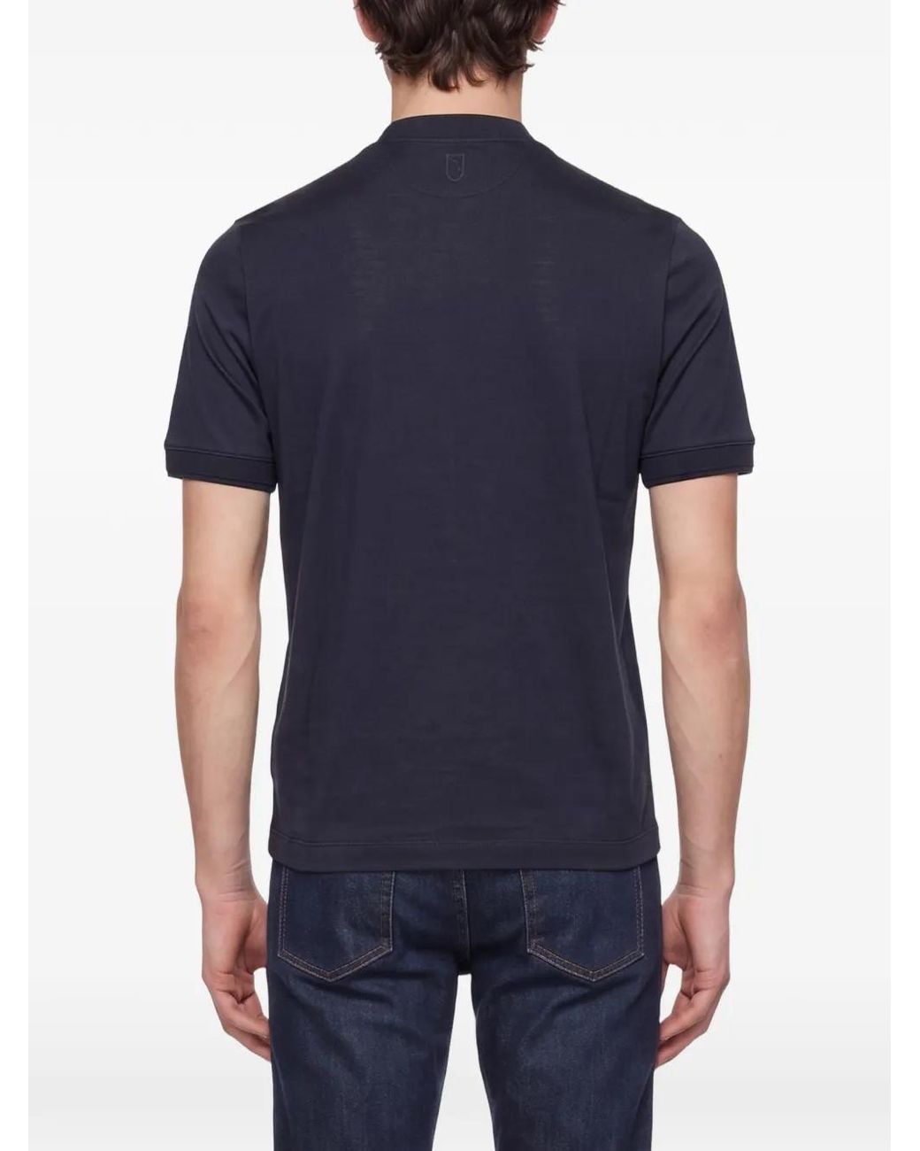 Canali Blue Mock-Neck T-Shirt for men