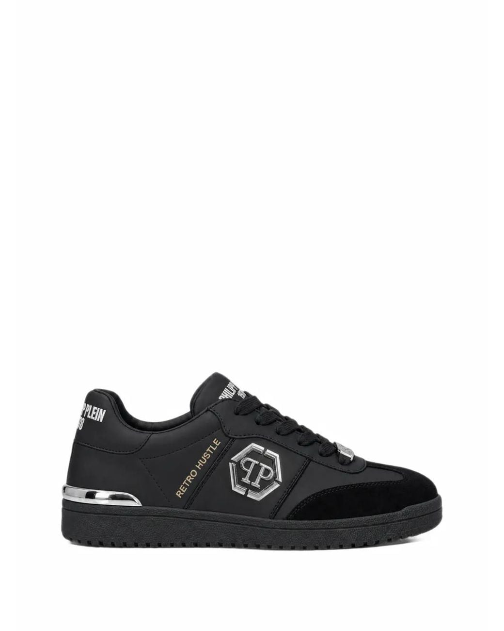 Philipp Plein Black Low-Top Sneakers Retro Hustle Bicolor for men