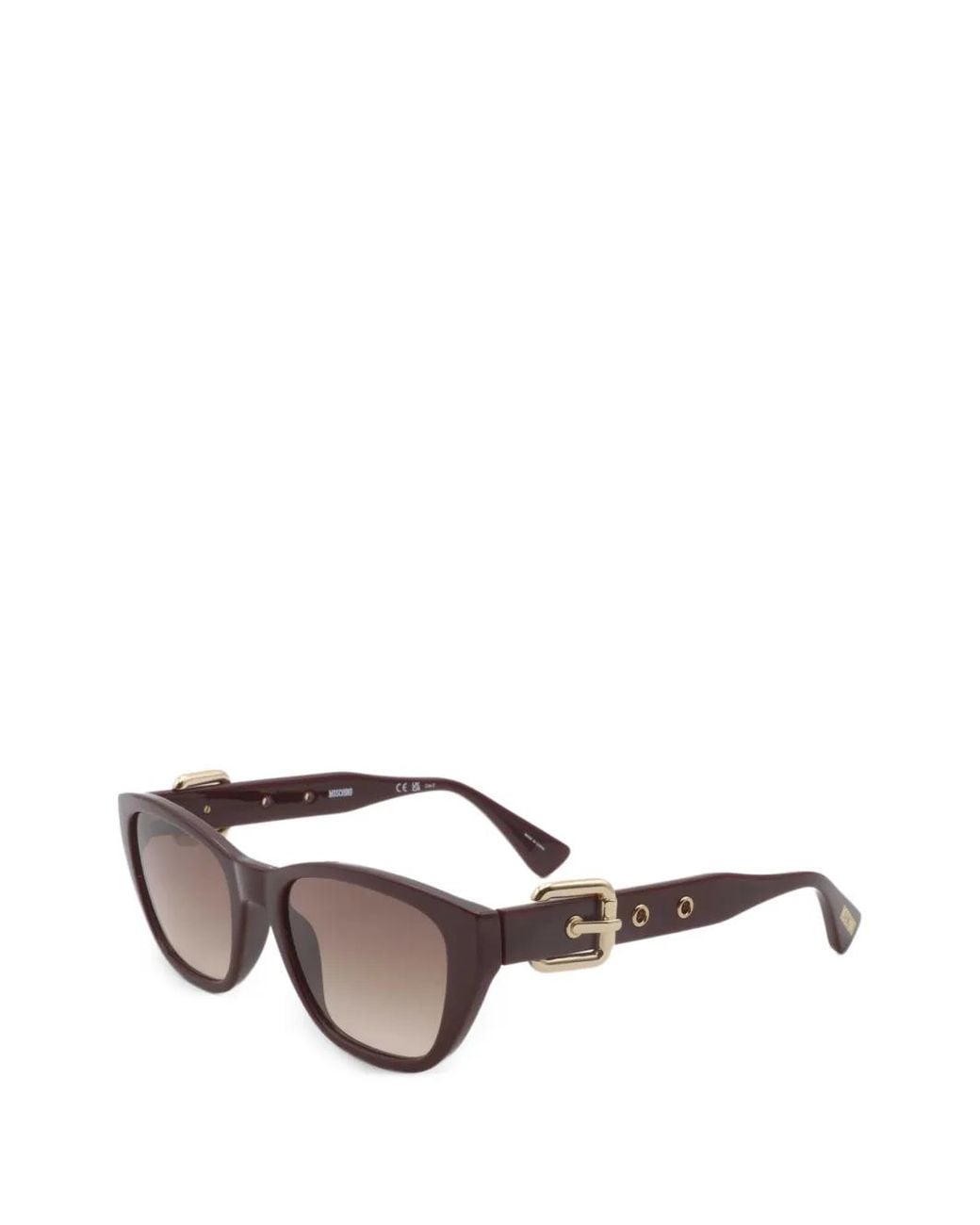 Moschino Brown Buckle-Detail Cat-Eye Sunglasses