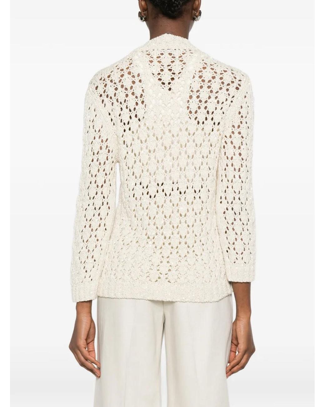Fabiana Filippi White Cotton V-Necked Cardigan