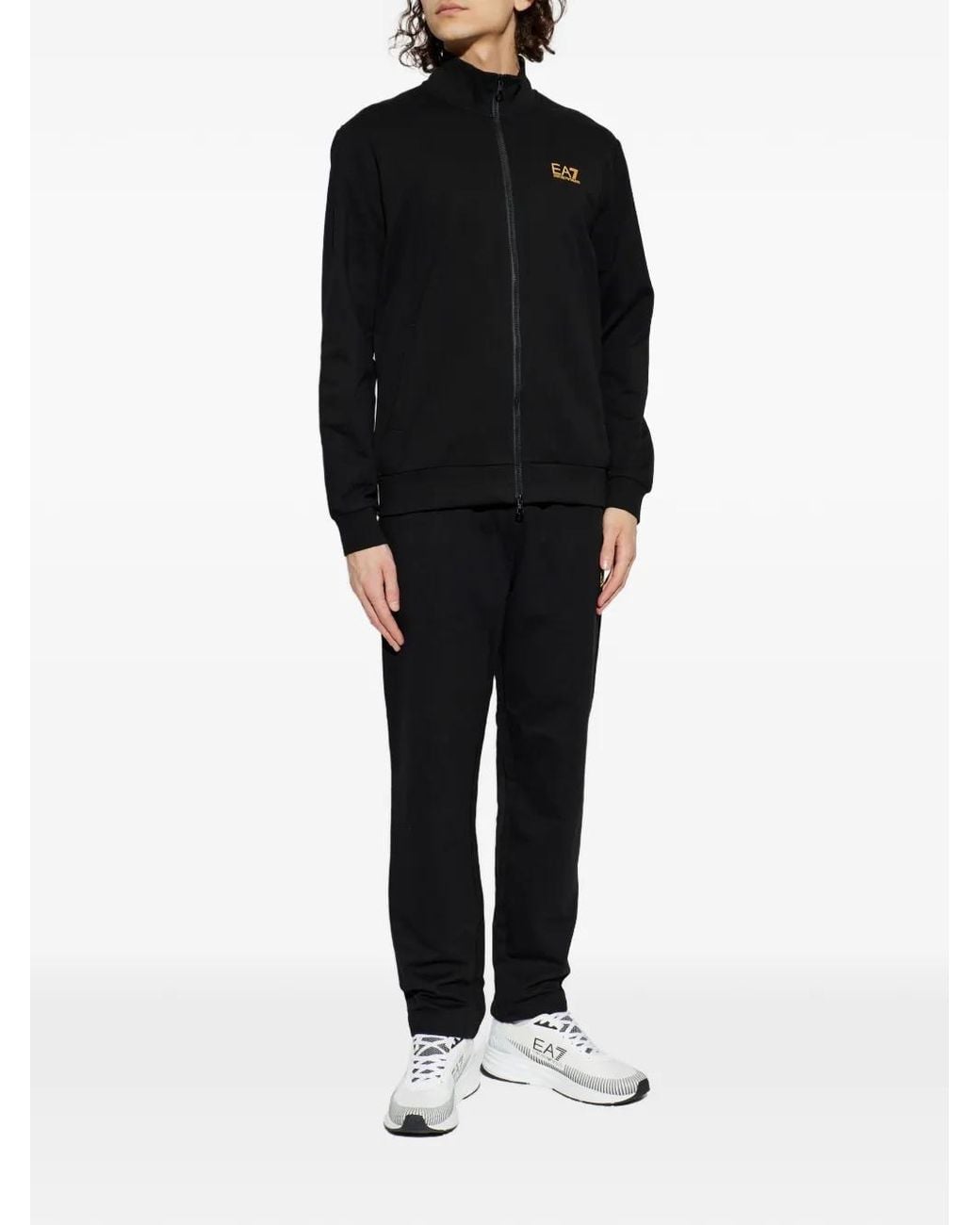 EA7 Black Logo Trousers for men