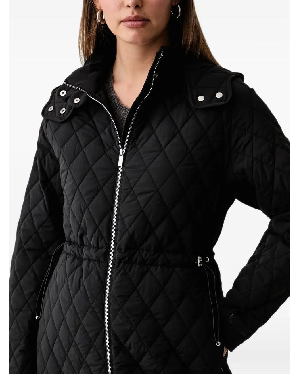 Trussardi Black Quilted Hooded Coat