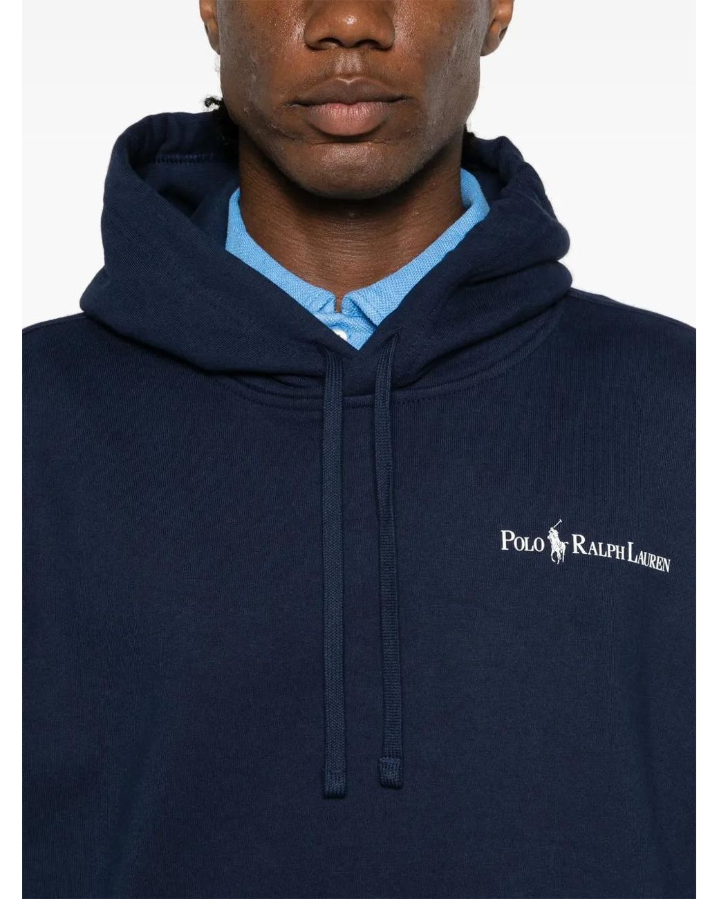 Polo Ralph Lauren Blue Logo-Print Drawstring Hoodie for men