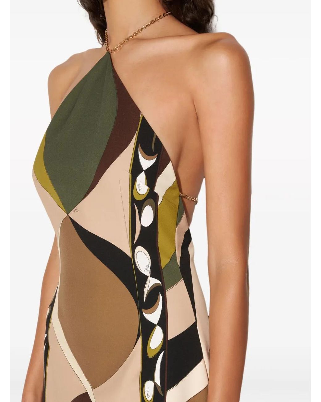 PUCCI Pesci-Print Halterneck Dress in Metallic | Lyst