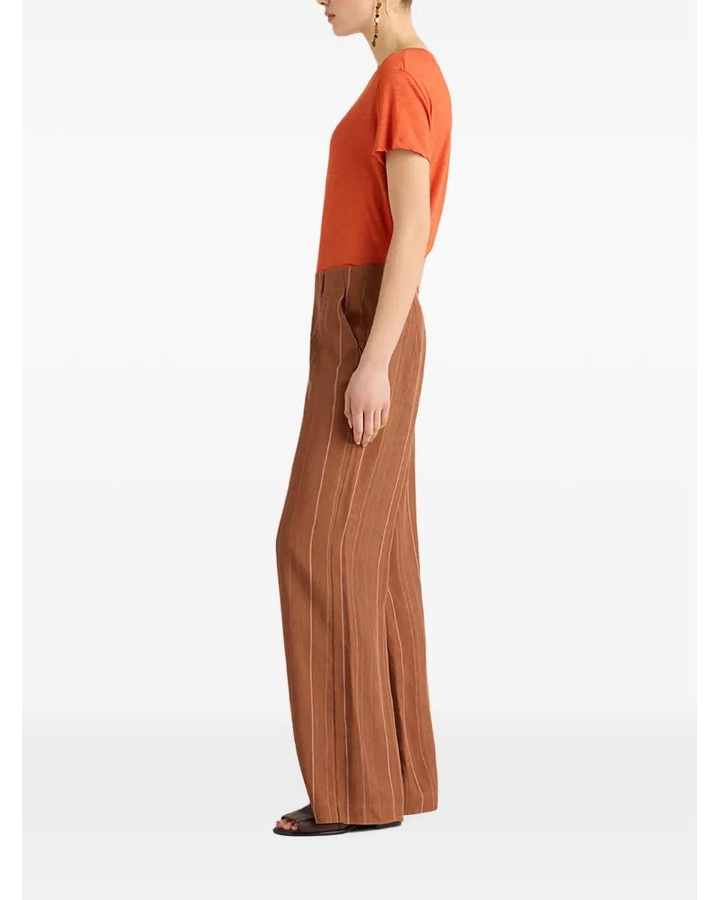 Momoní Brown Pinstripe Wide Trousers