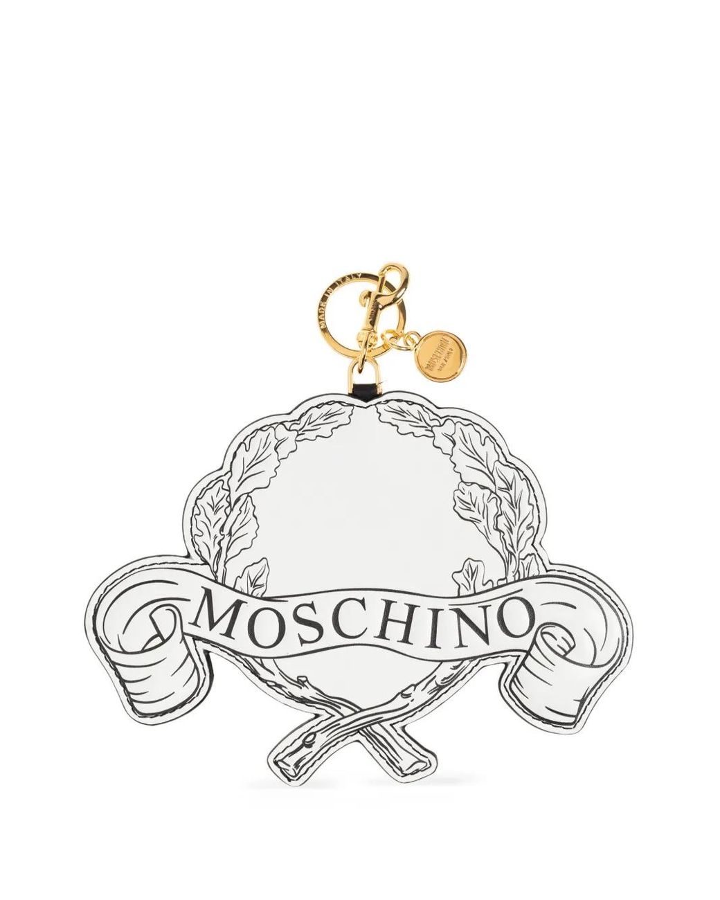 Moschino White Logo-Print Keychain for men