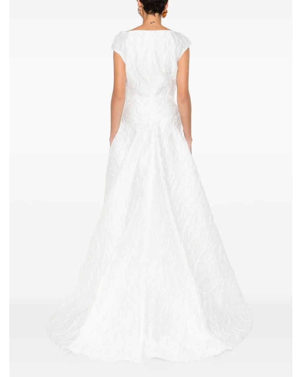 Talbot Runhof White Tiered Midi Dress