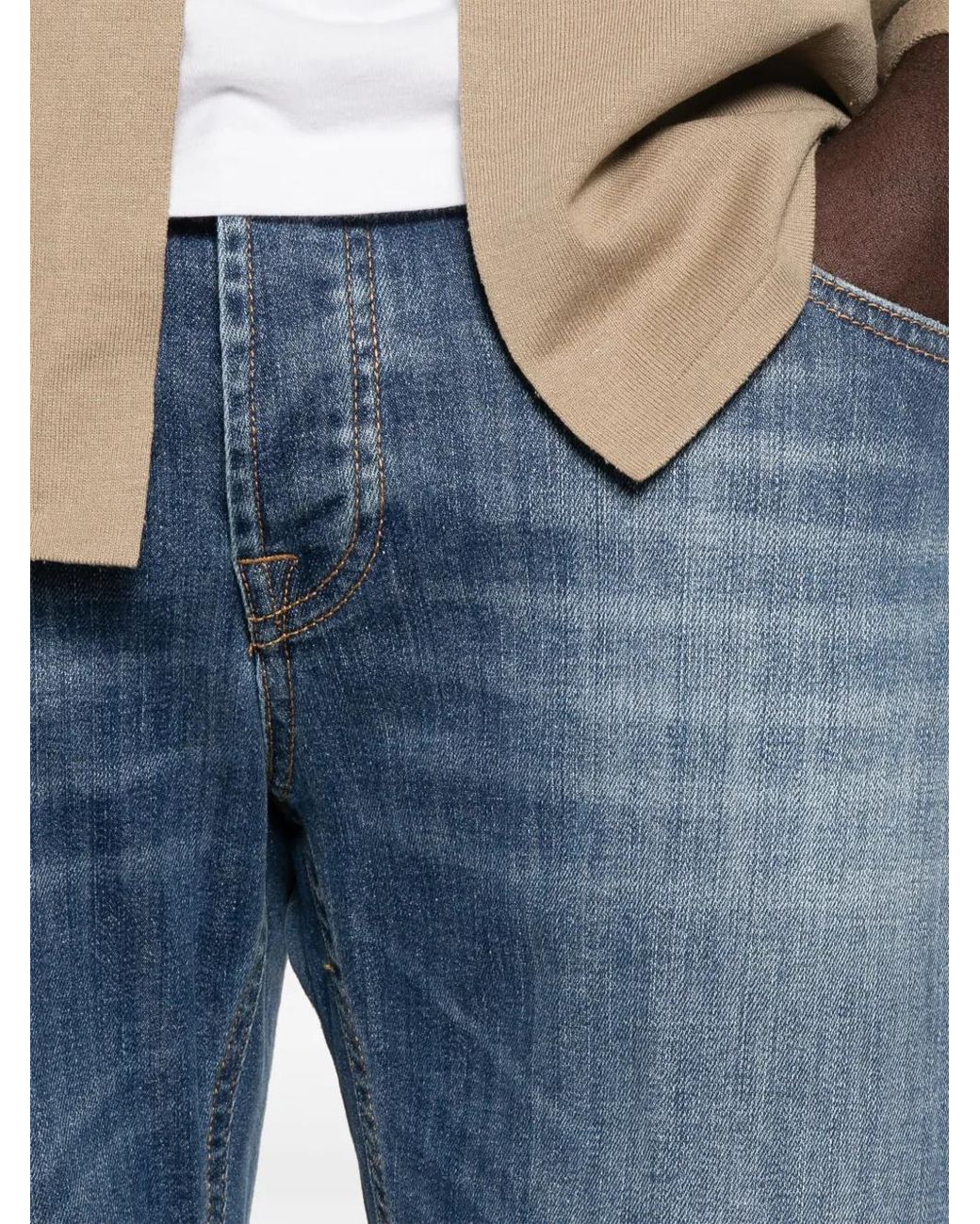 Michael Coal Blue Distressed Faded-Effect Jeans for men