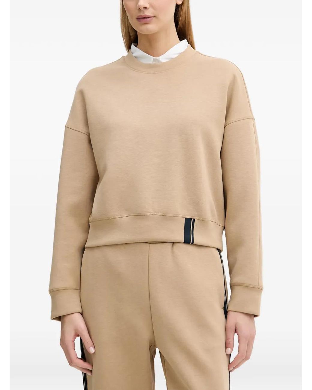 Benetton Natural Embroidered-Logo Crew-Neck Sweatshirt