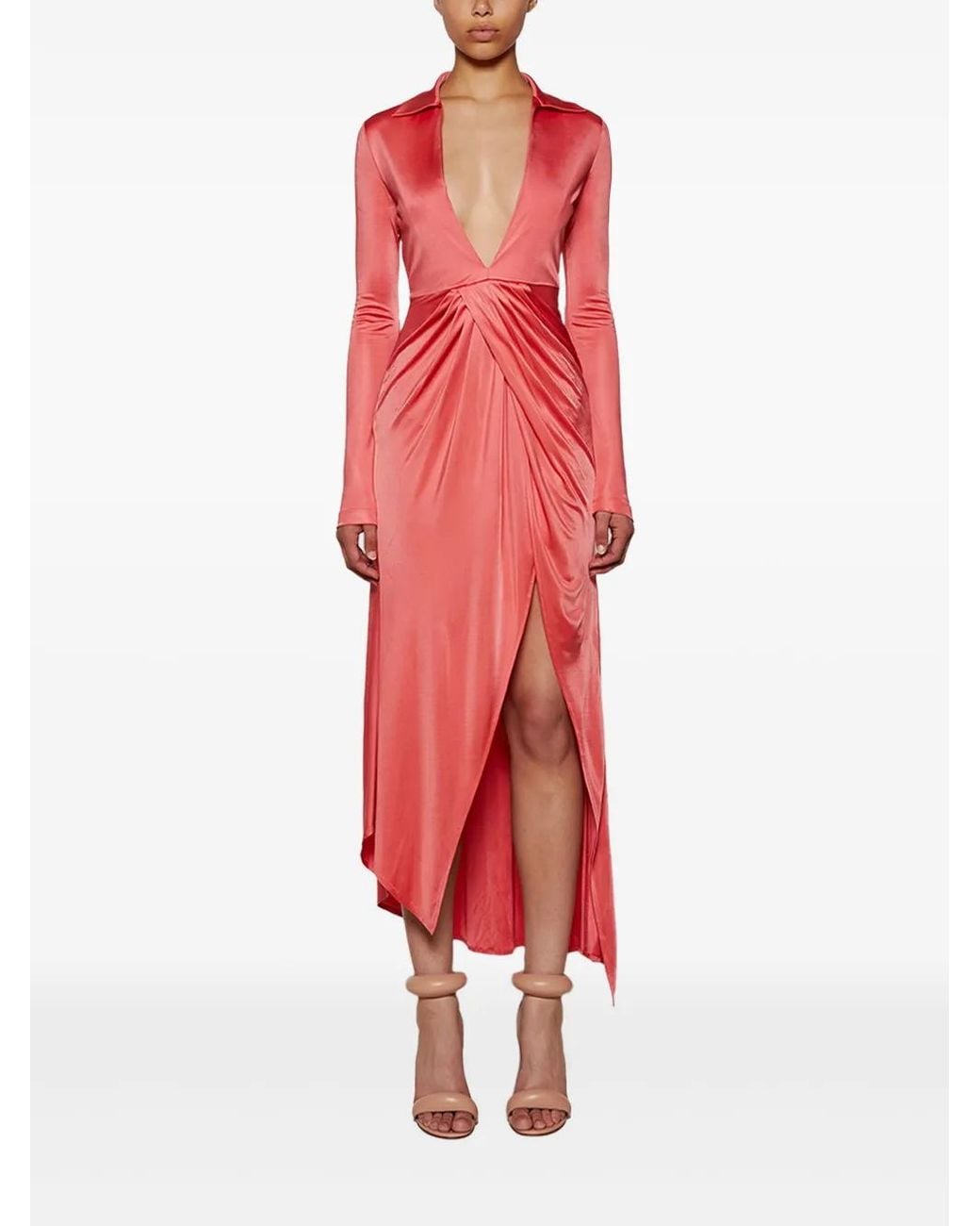 Givenchy Red Draped Midi Dress