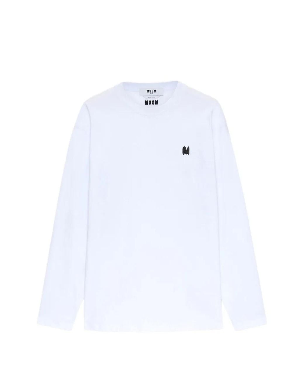 MSGM White Long-Sleeved Logo-Detail T-Shirt for men