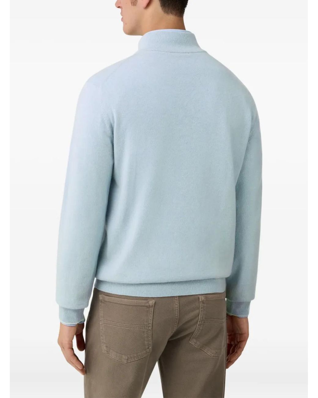 Boggi Blue Half-Zip Cashmere Blend Pullover for men