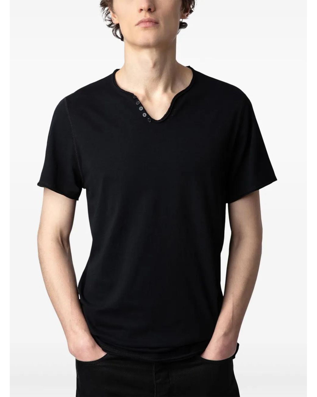 Zadig & Voltaire Black Monastir Henley T-Shirt for men