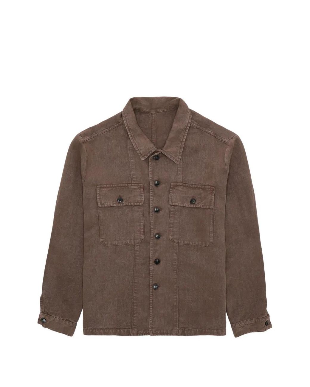 Fortela Brown Front Pockets Logo Button Shirt for men