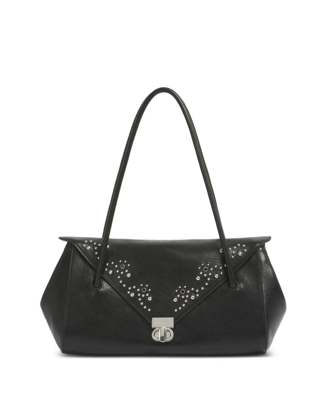 Marni Black Studded Leather Shoulder Bag