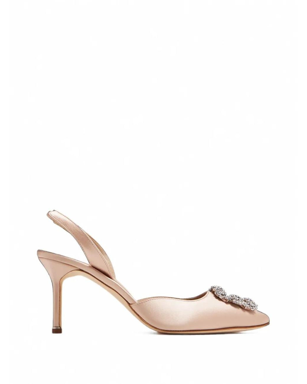 Manolo Blahnik Natural Hangisi Crystal-Buckle Pumps