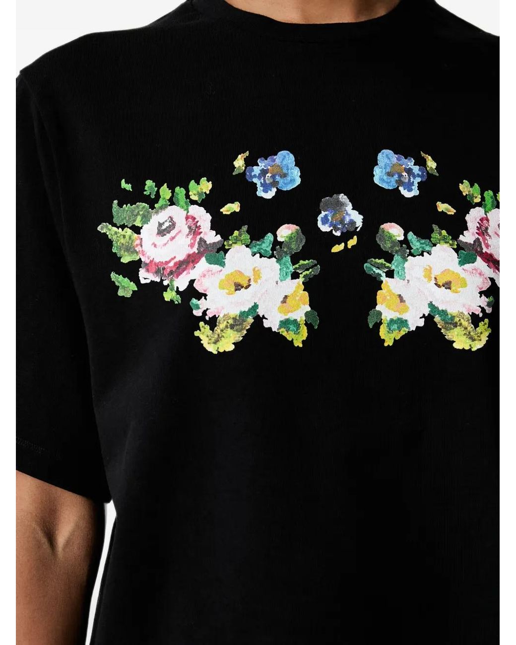 Stine Goya Black Floral-Print T-Shirt