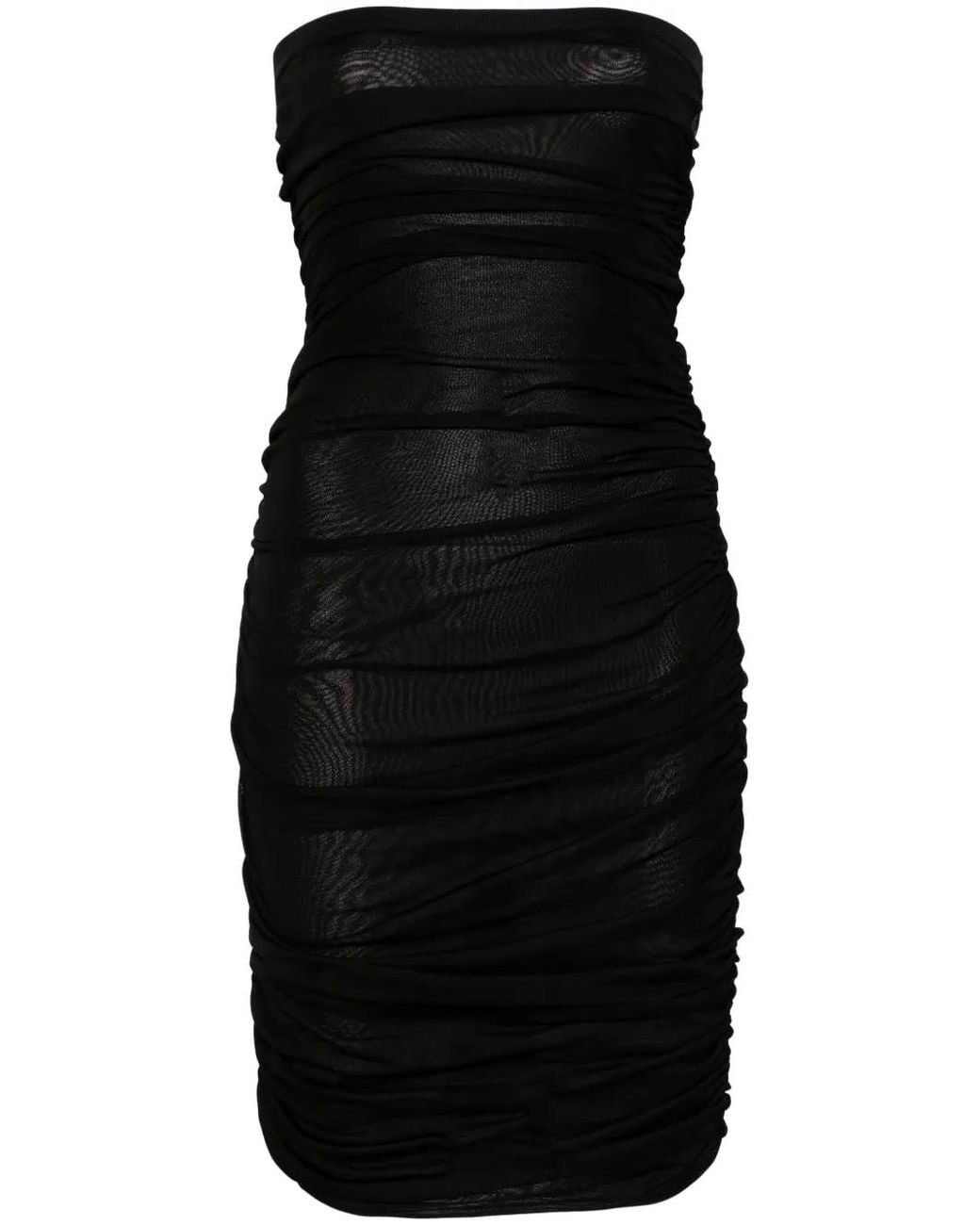 Saint Laurent Black Ruched Mini Dress