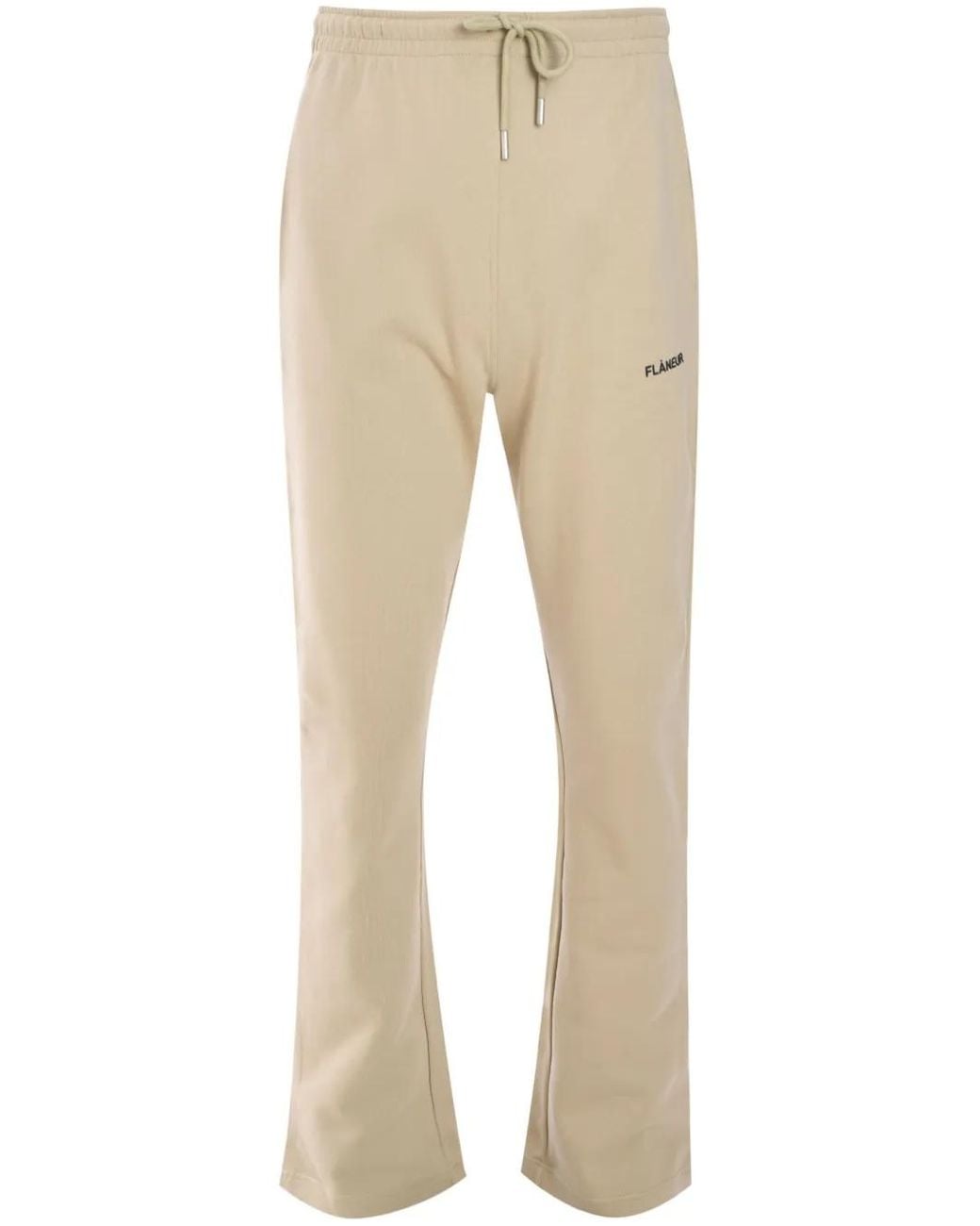 flâneur Natural Essential Logo-Print Track Pants for men