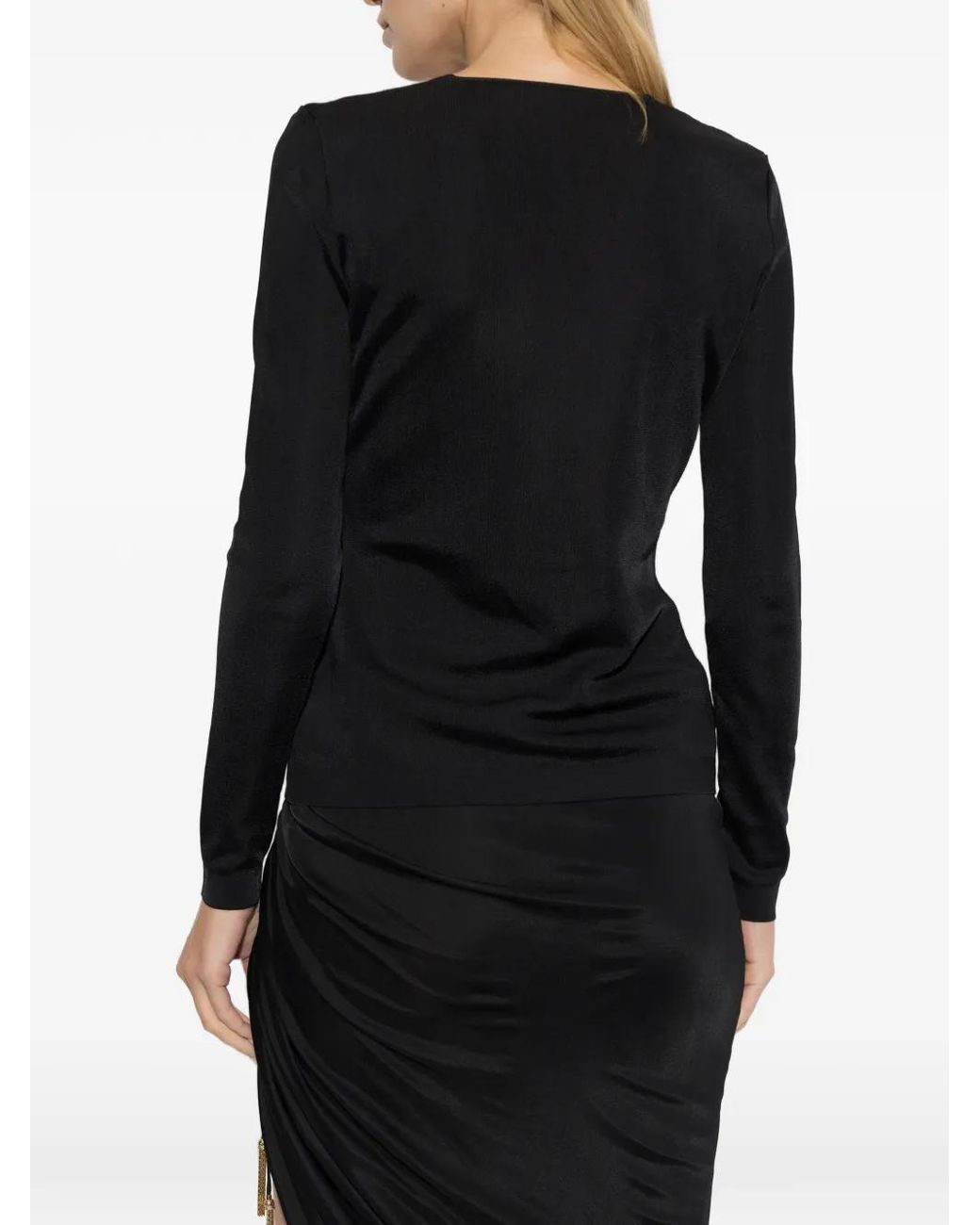 Balmain Black Cardigan With Lace Trim