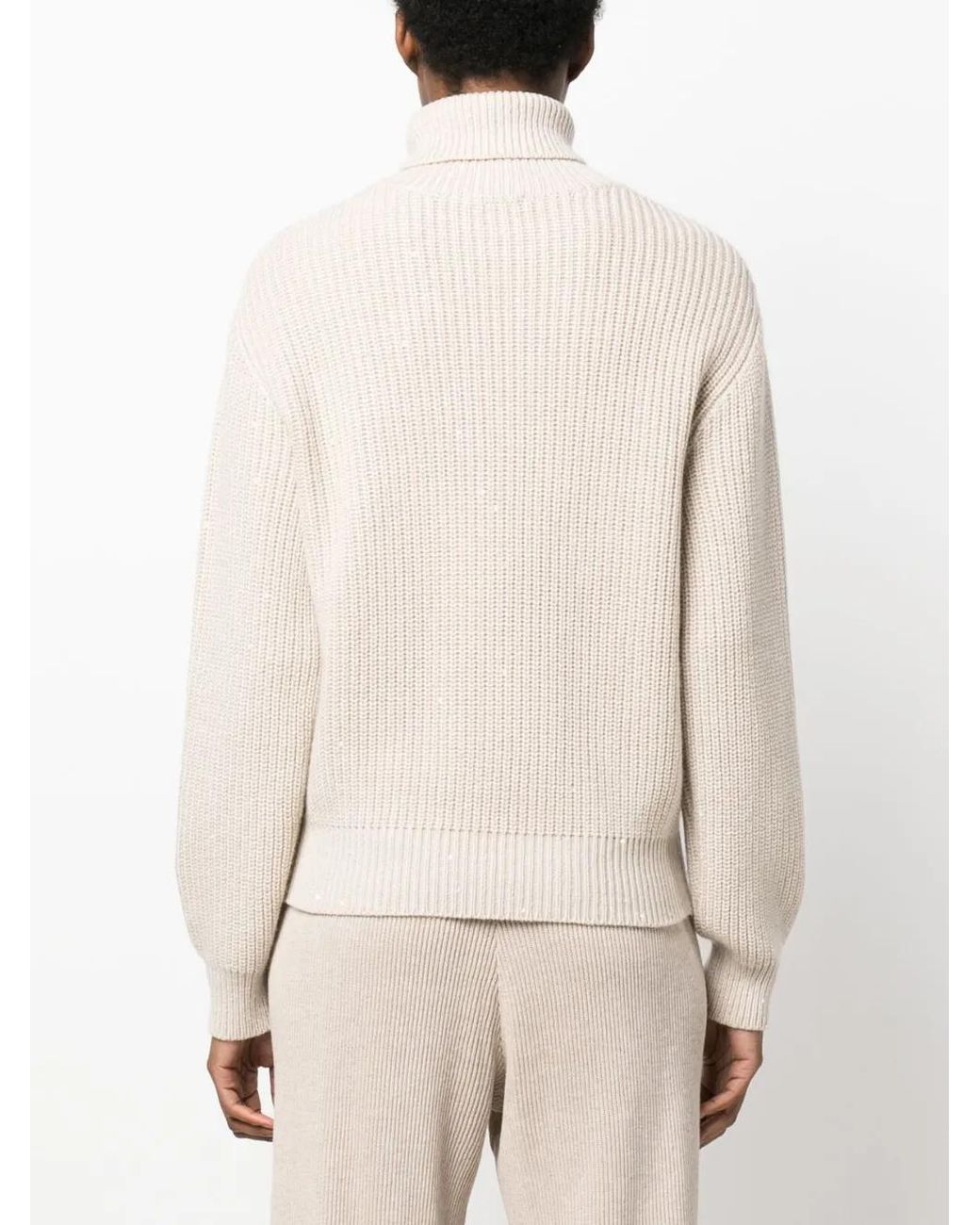 Brunello Cucinelli White Chunky-Knit Roll-Neck Jumper