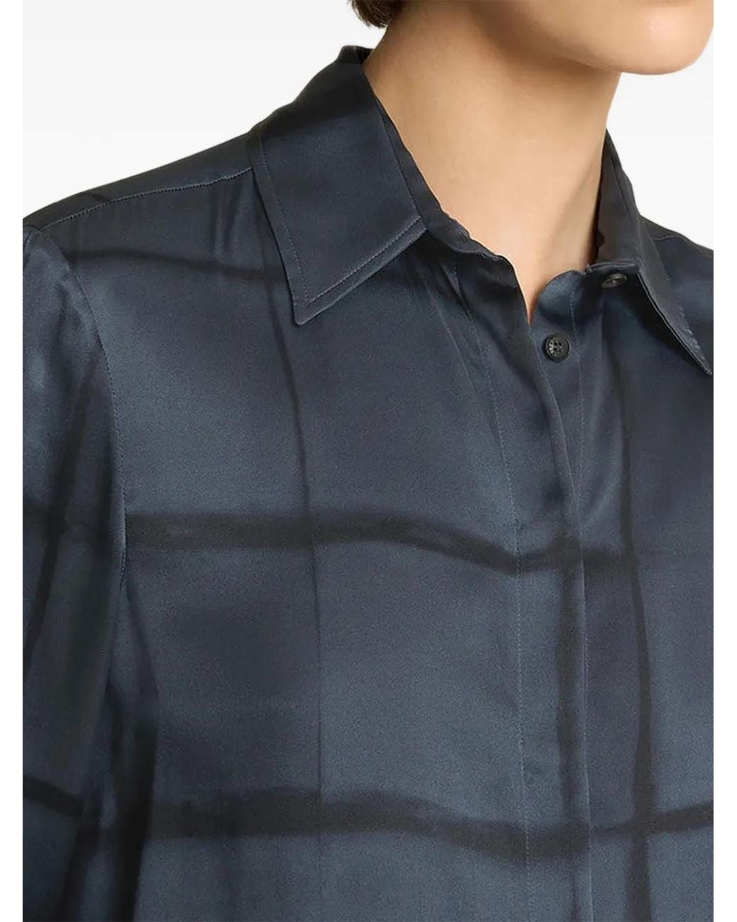 Kiton Blue Printed Silk Shirt