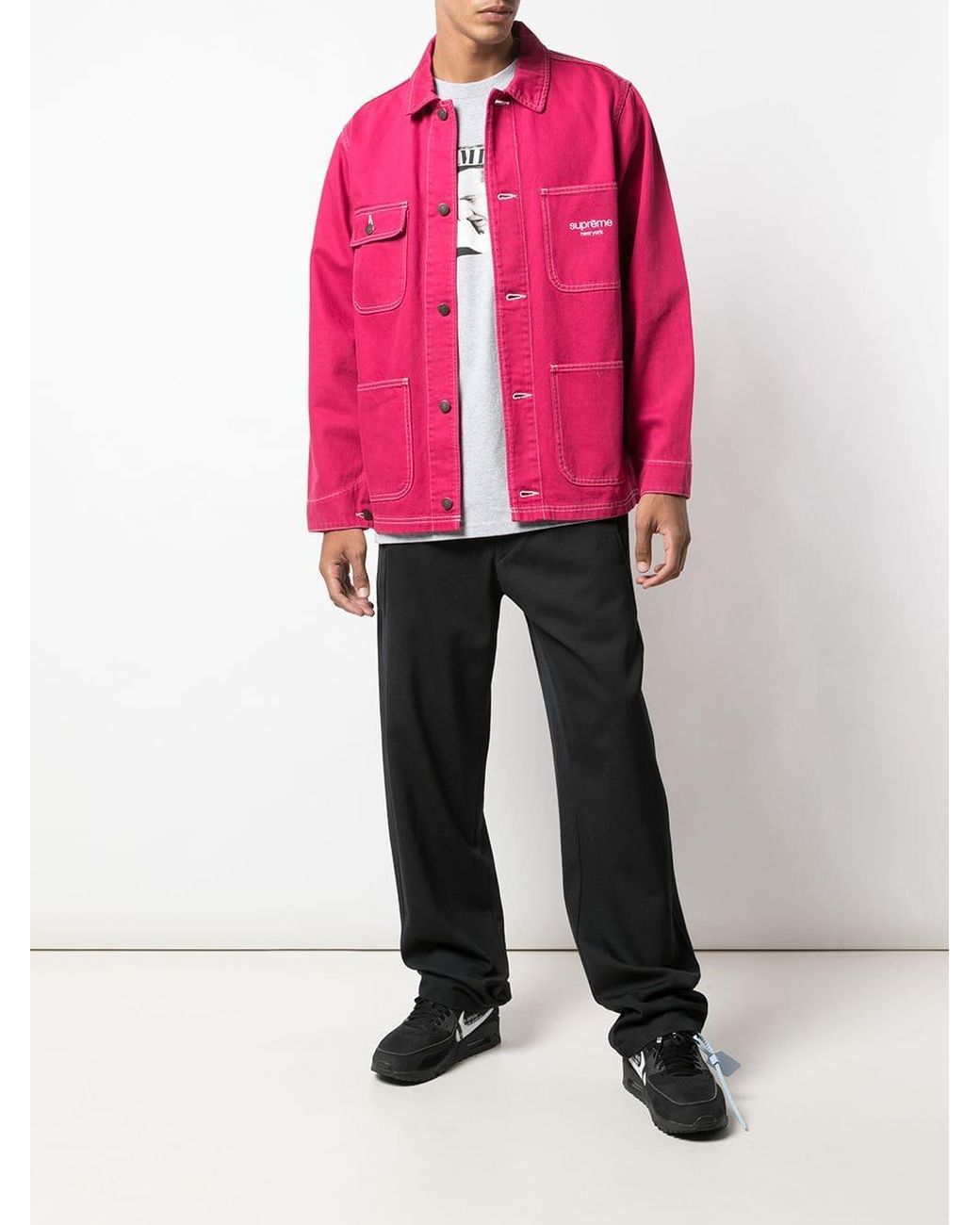 Supreme Denim Chore Jacket in Pink for Men | Lyst Canada