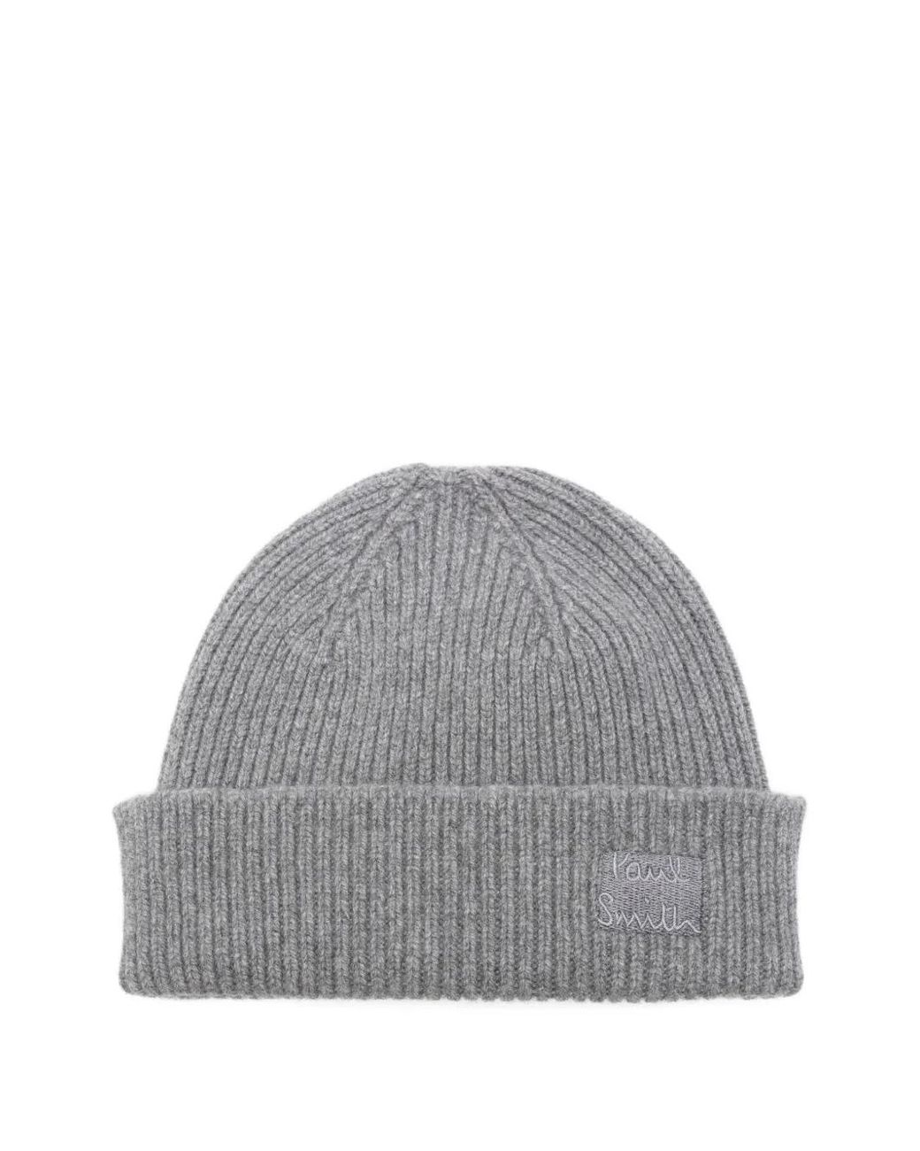 Paul Smith Gray Ribbed Beanie for men