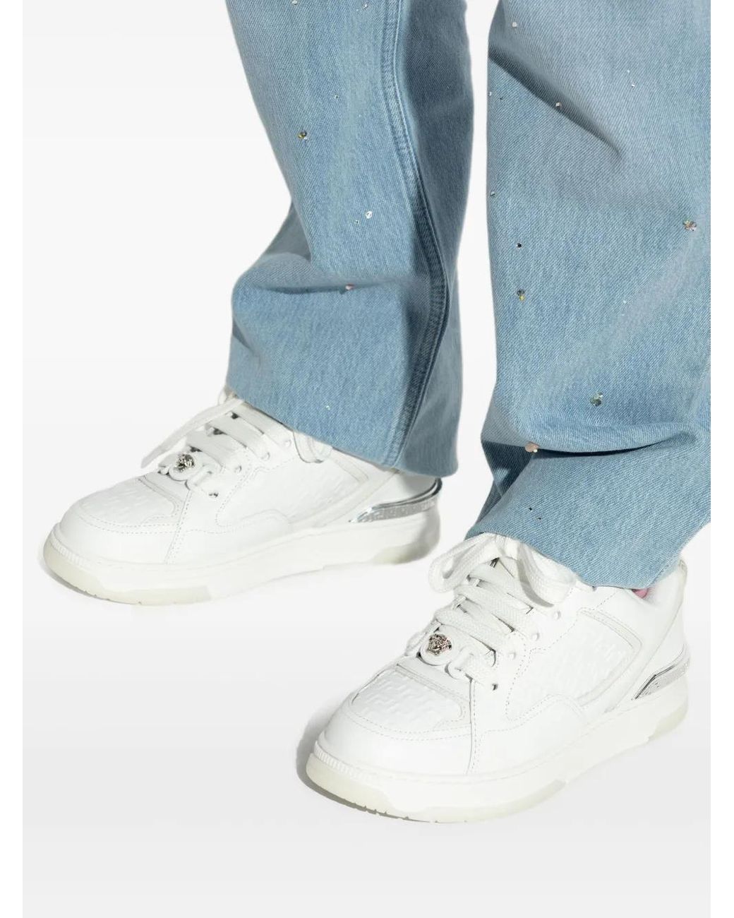 Versace White Sneakers Aus Leder