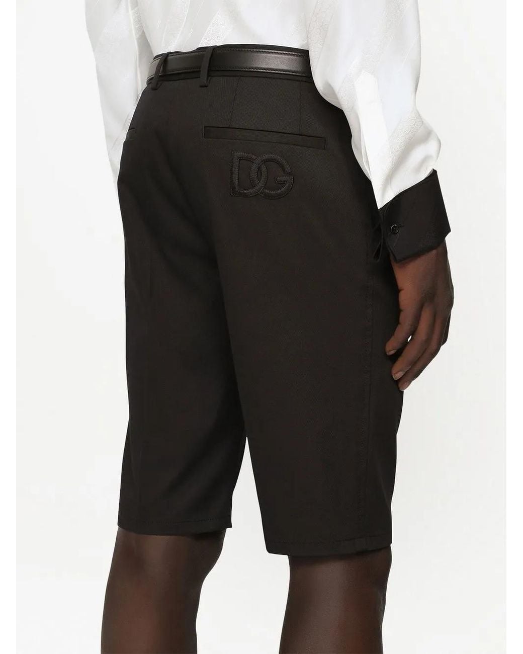 Dolce & Gabbana Black Dg-Embroidered Tailored Shorts for men
