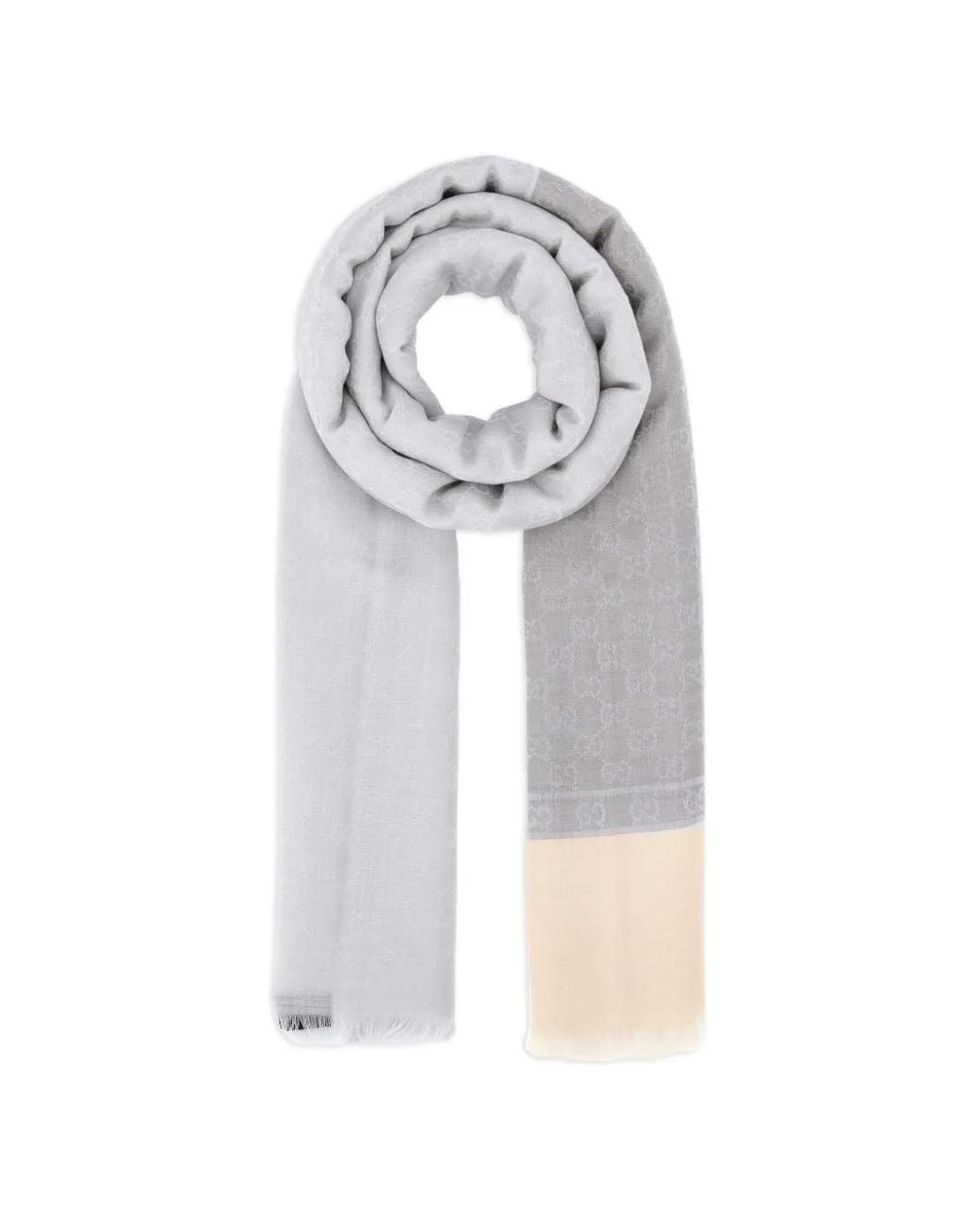 Gucci White Gg Wool Cashmere Silk Stole