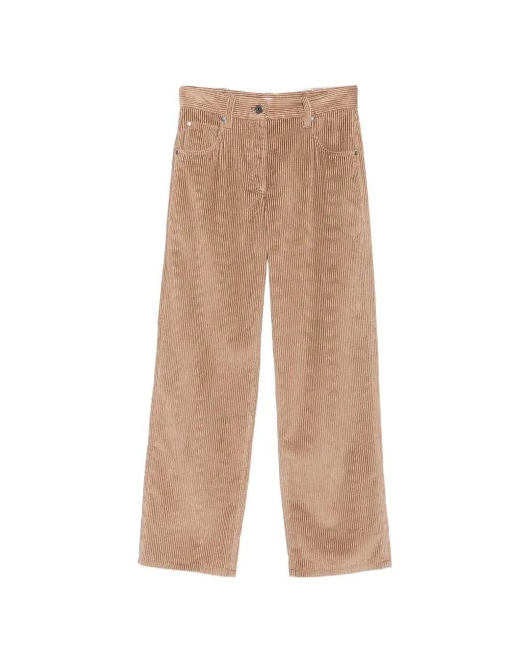 Brunello Cucinelli Natural Corduroy Straight-Leg Trousers