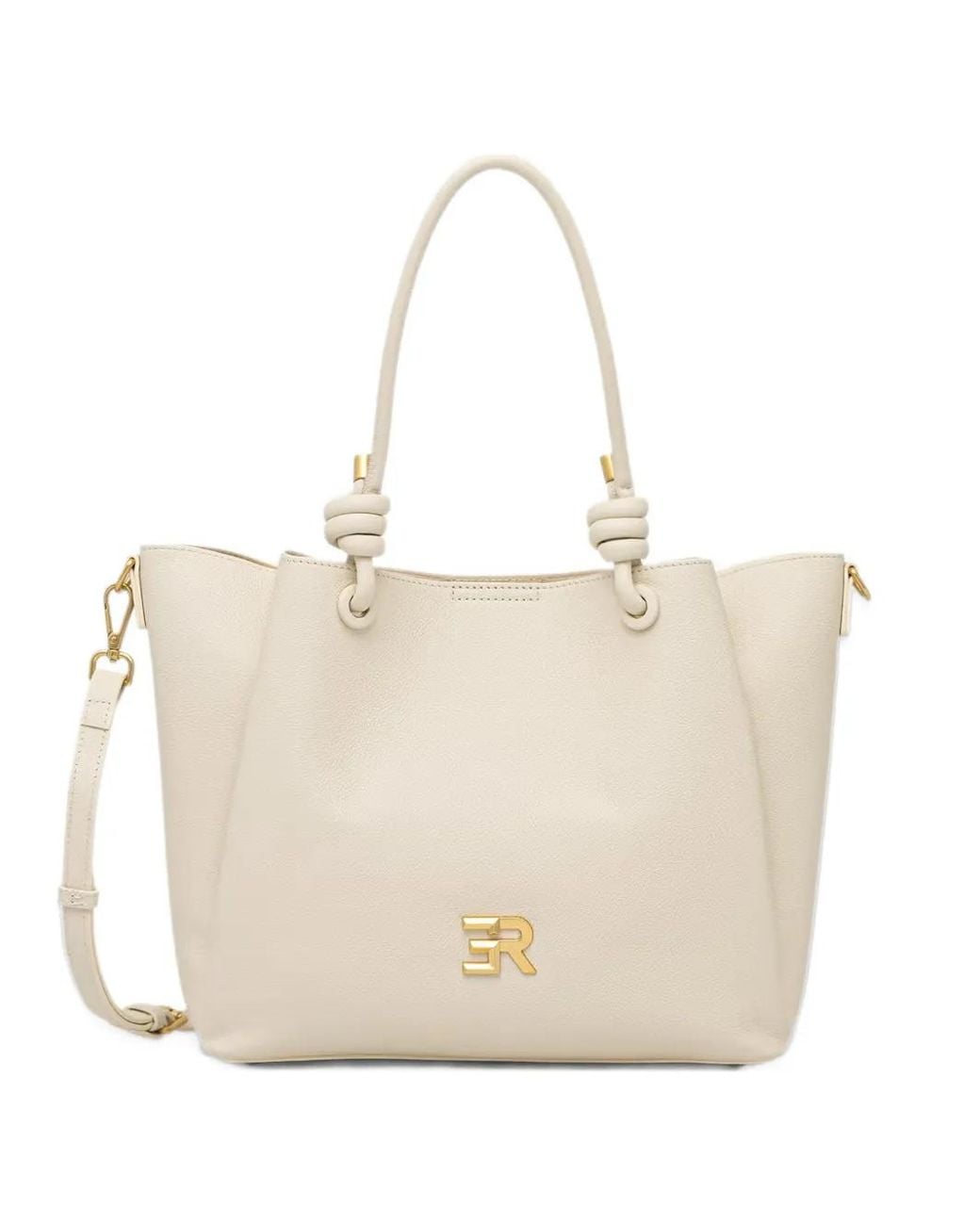 ERMANNO FIRENZE Natural Logo-Plaque Knotted Tote Bag