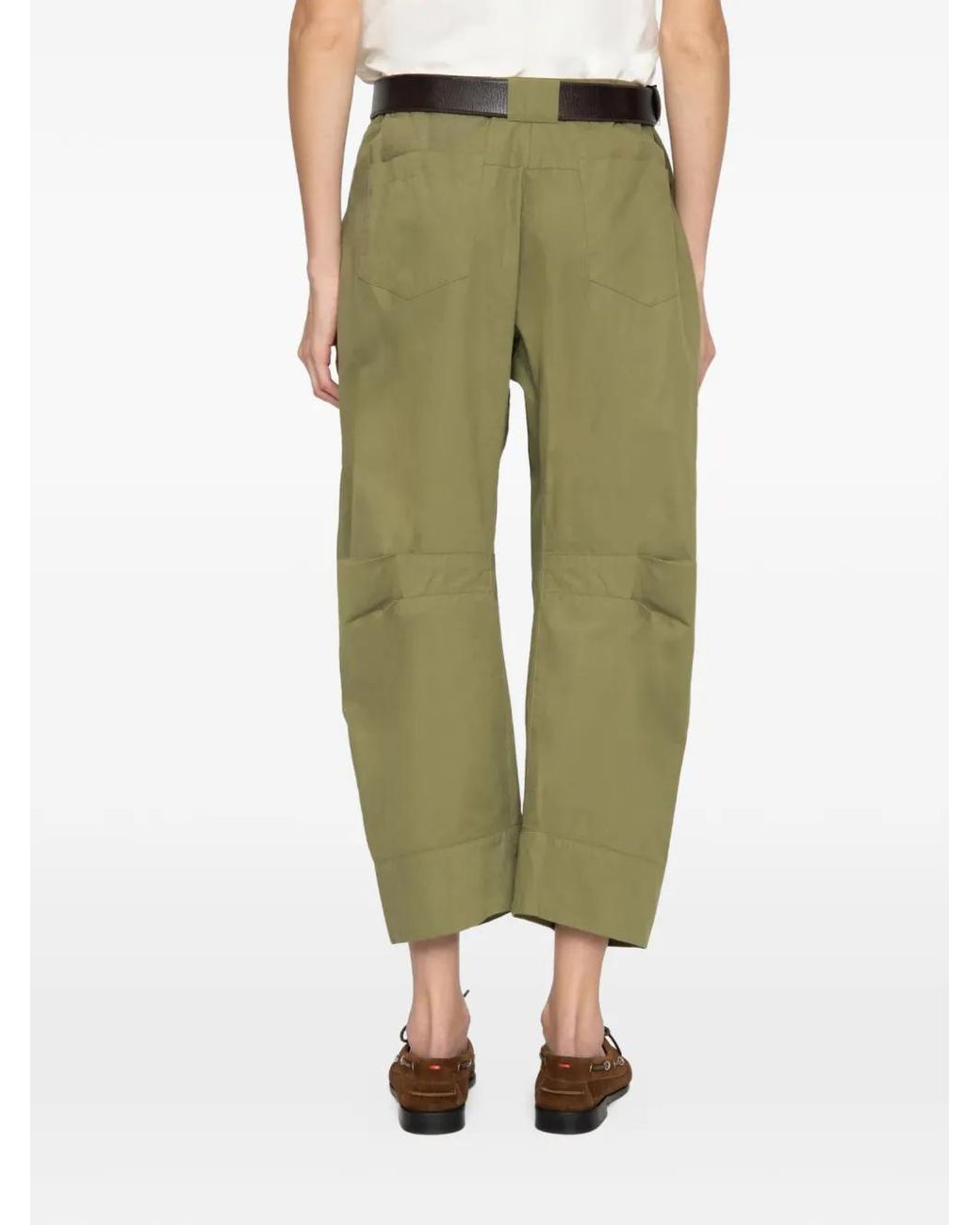 Sea Green Pleated-Knee Cargo Pants