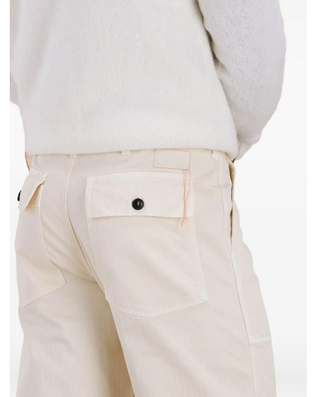 Fortela White Newfatigue Patch-Pocket Trousers for men