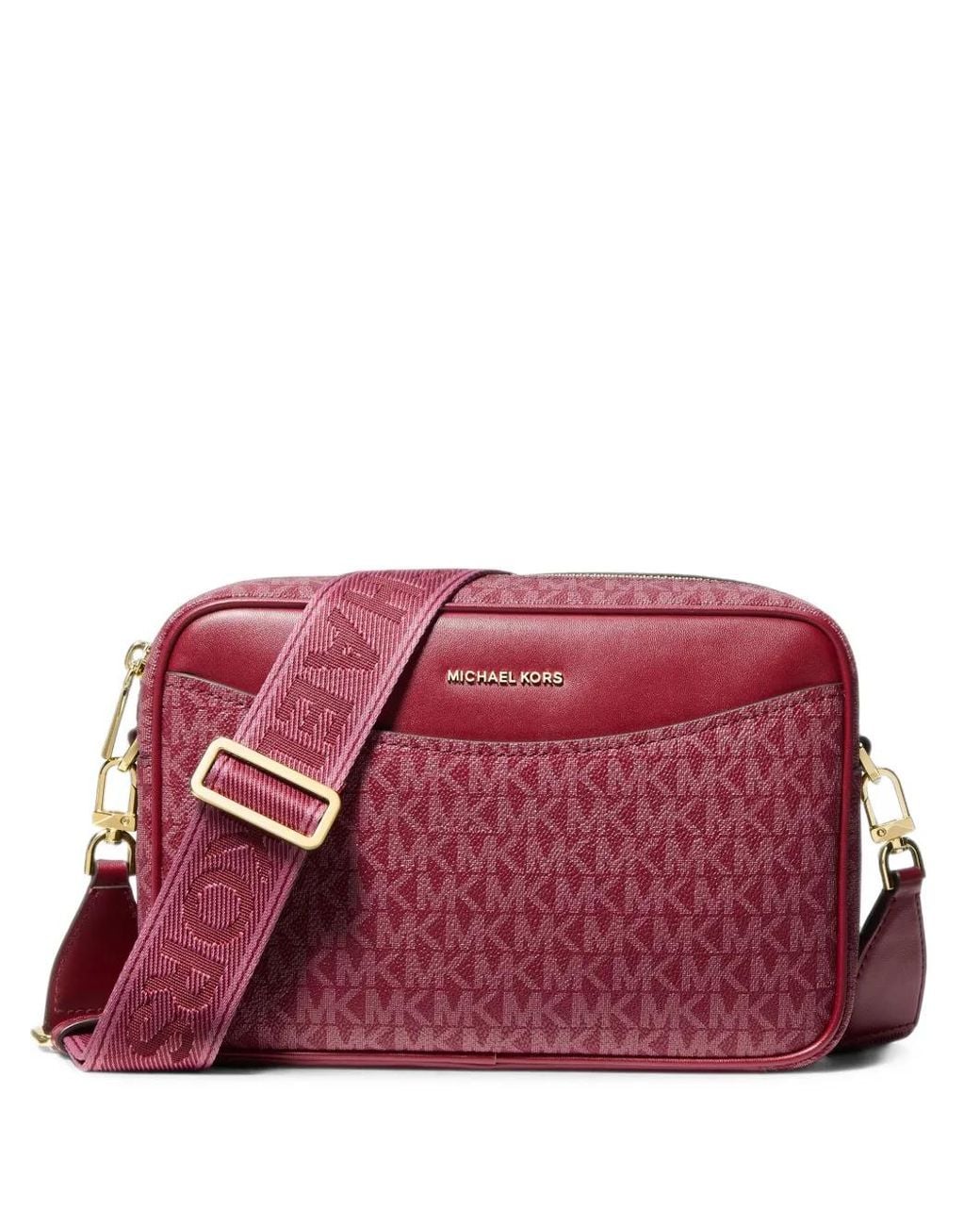 Michael Kors Red Bev Large Signature Logo Cross Body Bag