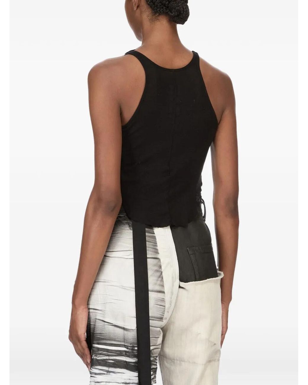 Rick Owens Black Cotton Cropped Top