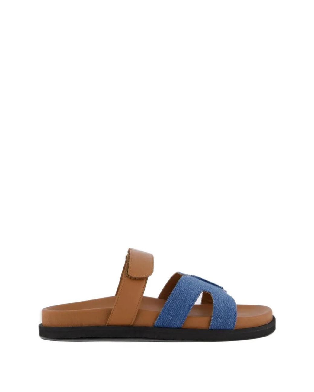 Atelier Verdi Blue Touch-Strap Flat Sandals