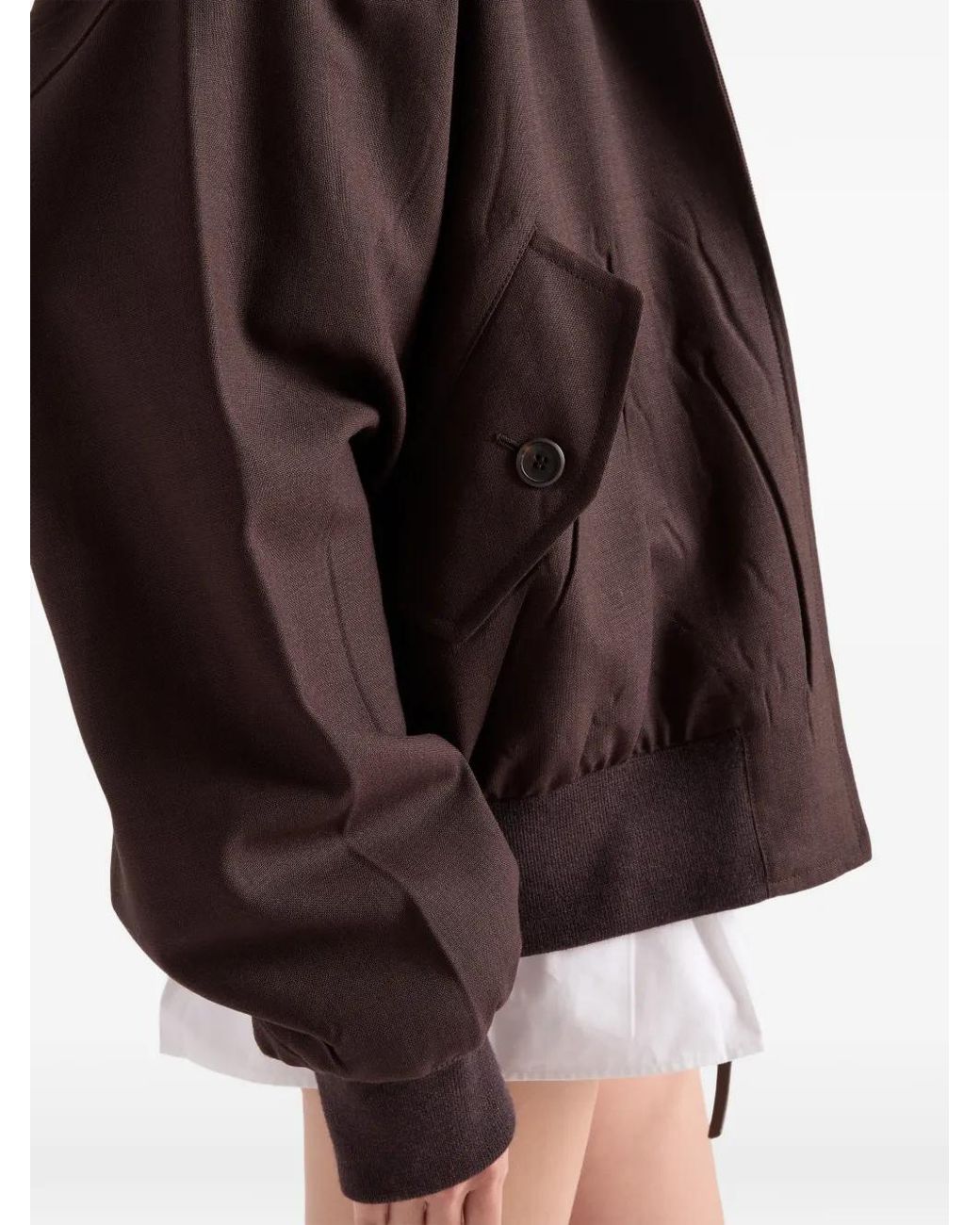 Prada Brown Hooded Rush-Stitch Jacket