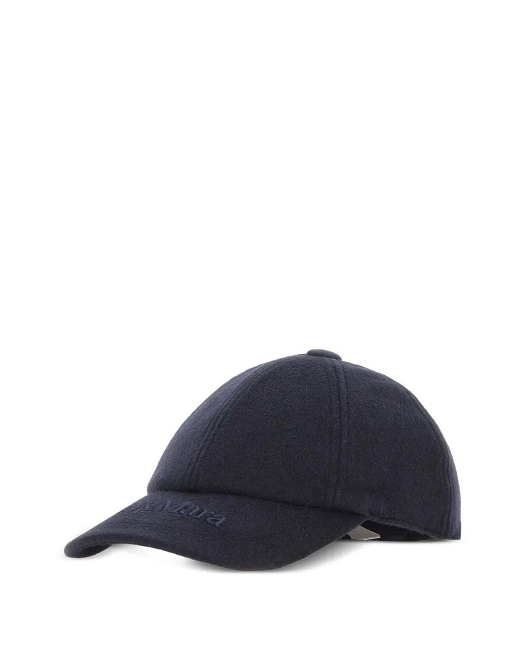 Max Mara Blue Lancia Logo-Embroidered Cashmere Baseball Cap