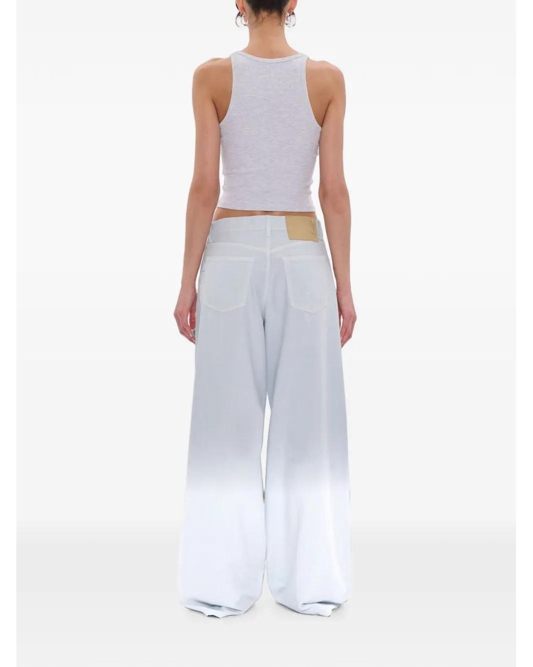 Haikure Blue Logo-Patch Wide-Leg Jeans