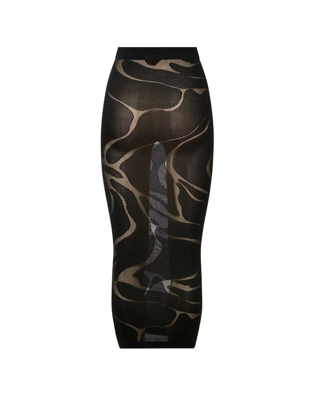 Wolford Black Rose Shadow Fitted Midi Skirt