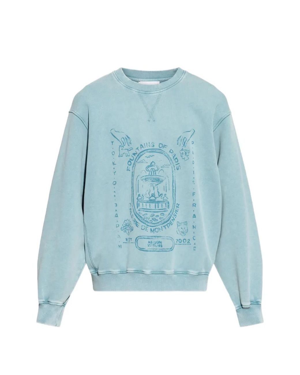 Maison Kitsuné Blue Graphic Crew-Neck Sweatshirt for men