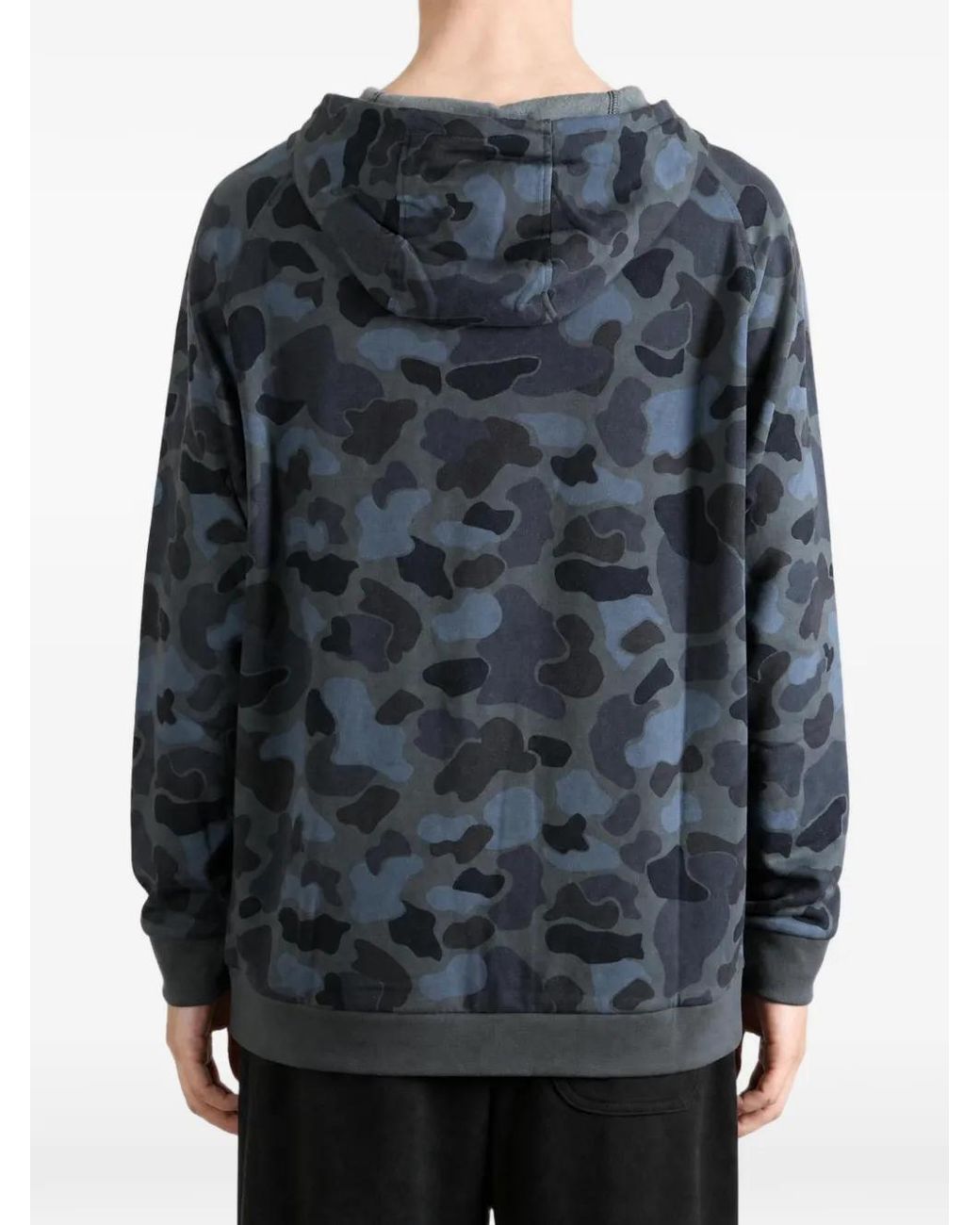 Free Fly Blue Camouflage-Print Raglan-Sleeve Hoodie for men
