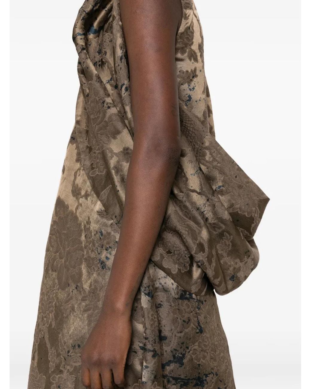 Uma Wang Natural Floral-Print Draped Maxi Dress